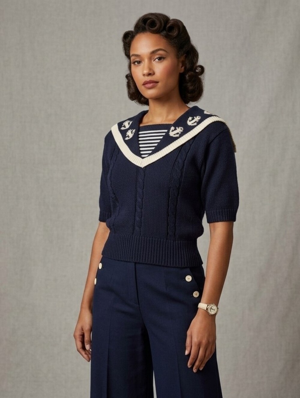 vintage Bechamel nautical sailor sweater Size Medium